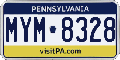 PA license plate MYM8328