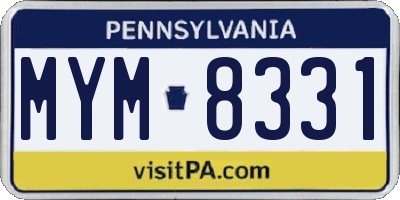 PA license plate MYM8331
