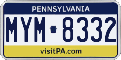 PA license plate MYM8332
