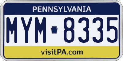 PA license plate MYM8335
