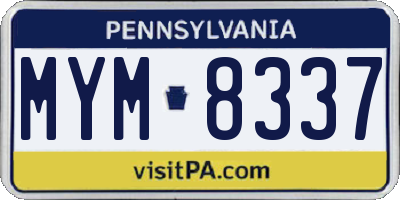 PA license plate MYM8337