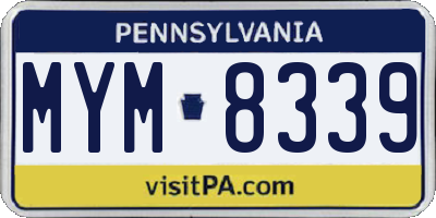 PA license plate MYM8339