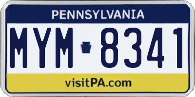 PA license plate MYM8341