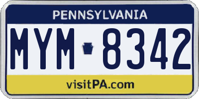 PA license plate MYM8342