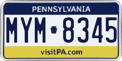 PA license plate MYM8345