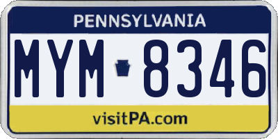 PA license plate MYM8346