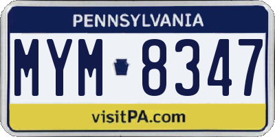 PA license plate MYM8347