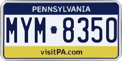 PA license plate MYM8350