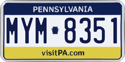 PA license plate MYM8351