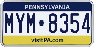 PA license plate MYM8354