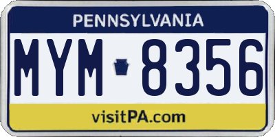 PA license plate MYM8356