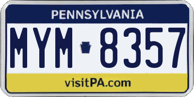 PA license plate MYM8357