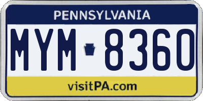 PA license plate MYM8360