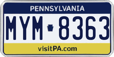 PA license plate MYM8363