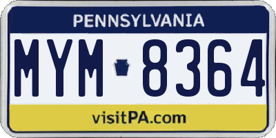 PA license plate MYM8364