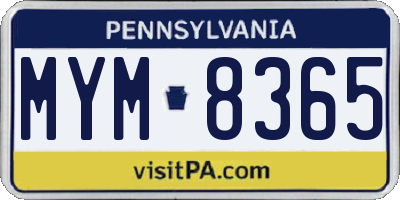 PA license plate MYM8365