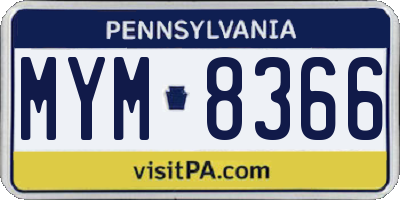 PA license plate MYM8366