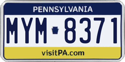 PA license plate MYM8371