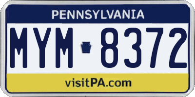 PA license plate MYM8372