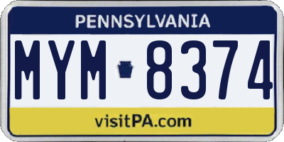 PA license plate MYM8374