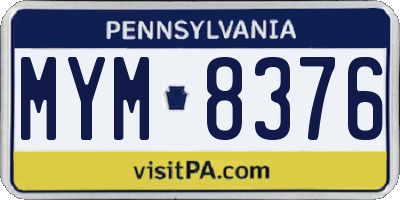 PA license plate MYM8376