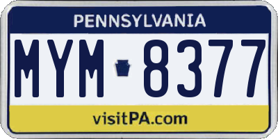 PA license plate MYM8377
