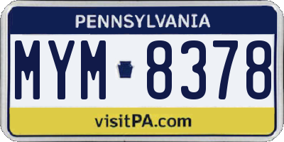PA license plate MYM8378