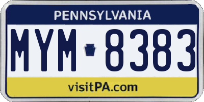 PA license plate MYM8383