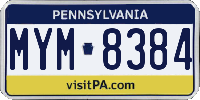 PA license plate MYM8384