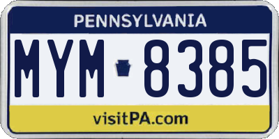 PA license plate MYM8385