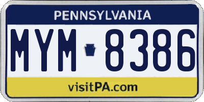 PA license plate MYM8386
