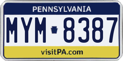 PA license plate MYM8387
