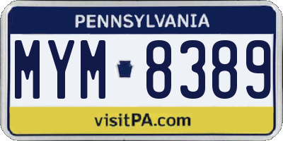 PA license plate MYM8389
