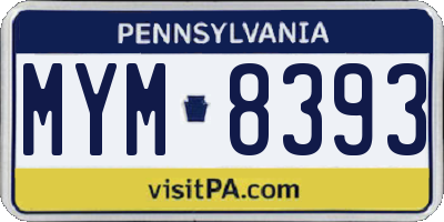 PA license plate MYM8393