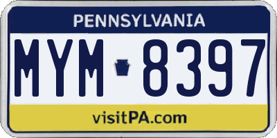 PA license plate MYM8397
