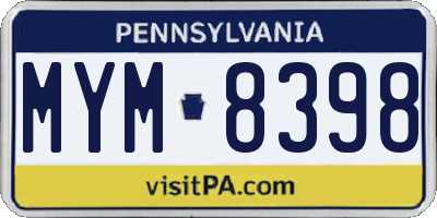 PA license plate MYM8398