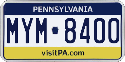 PA license plate MYM8400