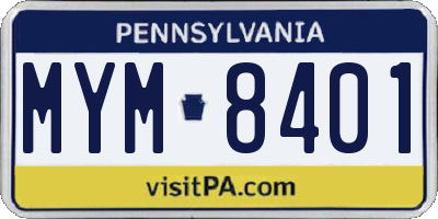 PA license plate MYM8401
