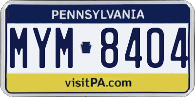 PA license plate MYM8404