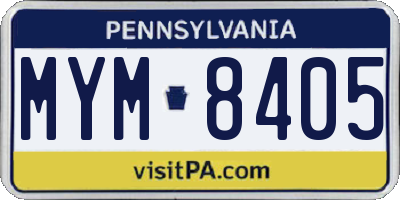 PA license plate MYM8405