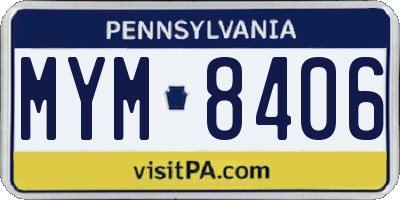 PA license plate MYM8406
