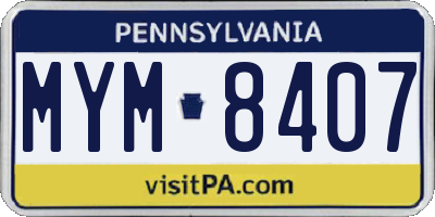PA license plate MYM8407