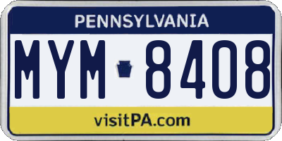 PA license plate MYM8408
