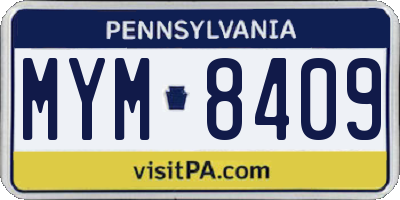 PA license plate MYM8409
