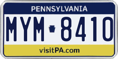 PA license plate MYM8410