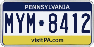 PA license plate MYM8412