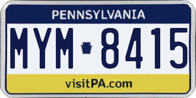 PA license plate MYM8415