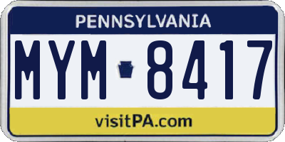 PA license plate MYM8417