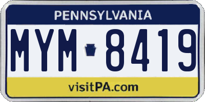 PA license plate MYM8419