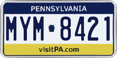 PA license plate MYM8421